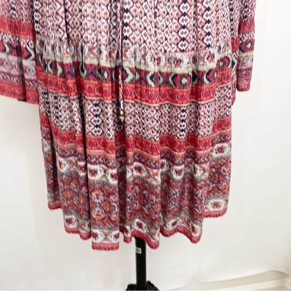 Angie Boho Baby Doll Dress Small Bell Sleeve Full Skirt Elastic Neckline - Picture 4 of 8